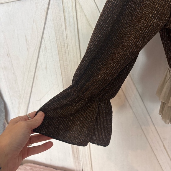 Brown and Cream Ruffled Cardigan - Picture 5 of 6